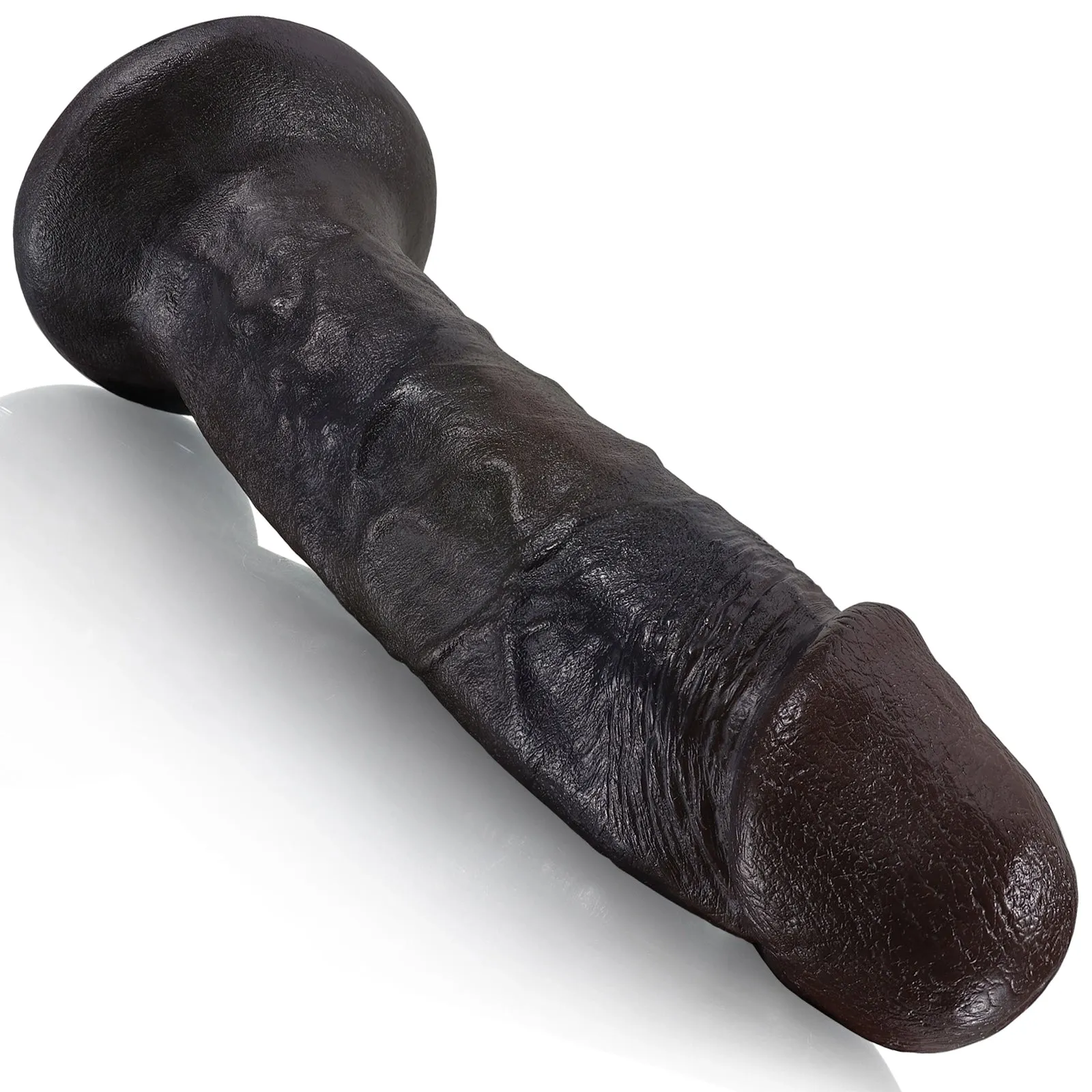 Suction Cup Black Dildo Butt Plug - Real Cock Bareskin BBC Women Masturbating Fantasy