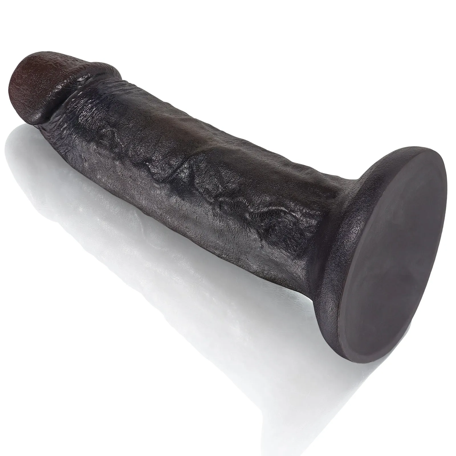 Suction Cup Black Dildo Butt Plug - Real Cock Bareskin BBC Women Masturbating Fantasy