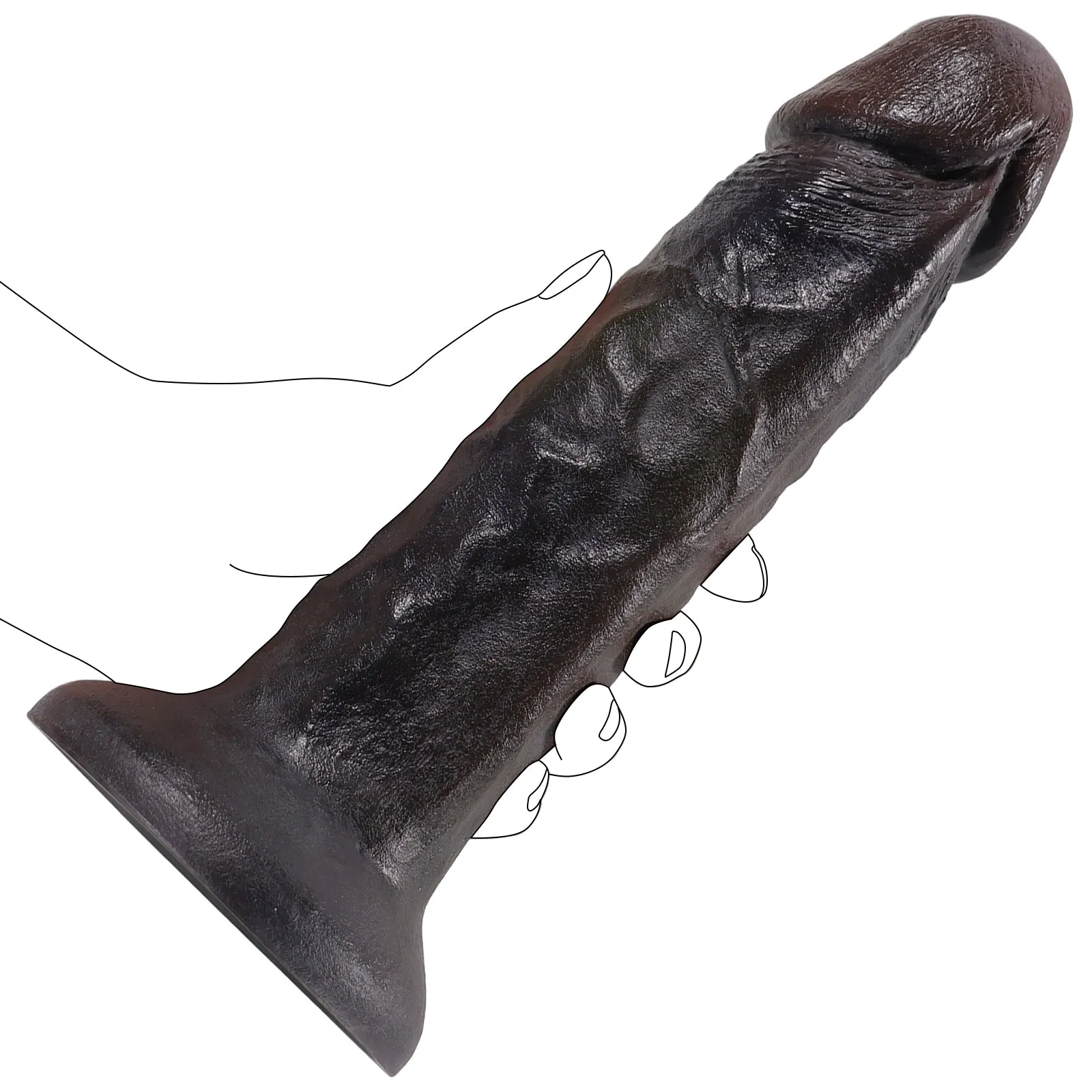 Suction Cup Black Dildo Butt Plug - Real Cock Bareskin BBC Women Masturbating Fantasy
