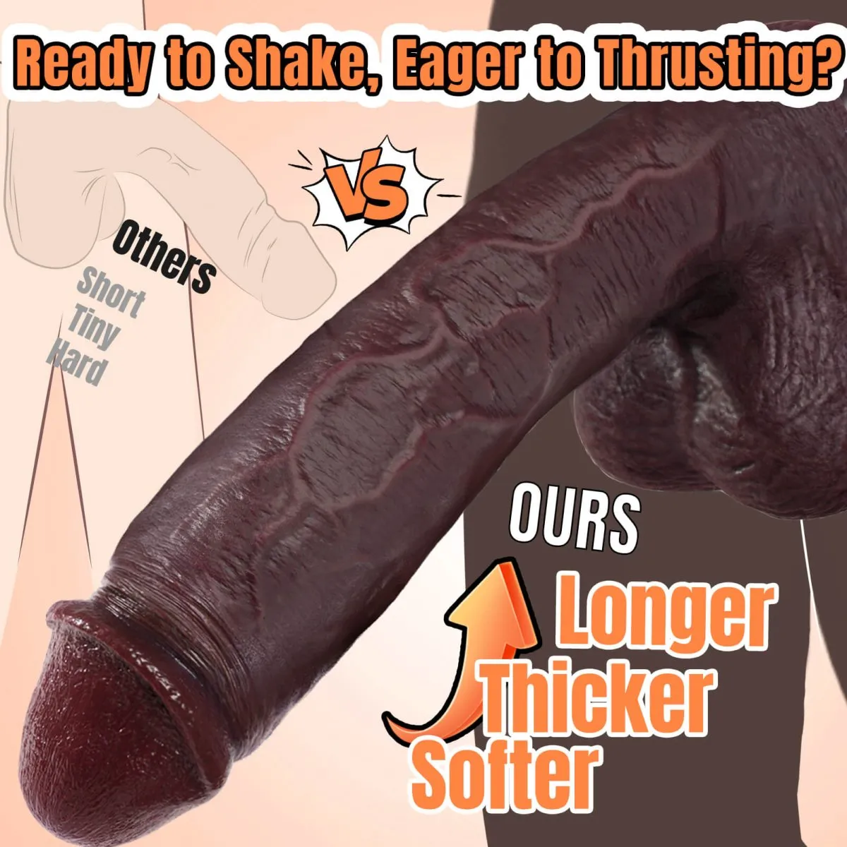 SUN| 11inch Lifelike Thick Silicone Huge Massive Dildo