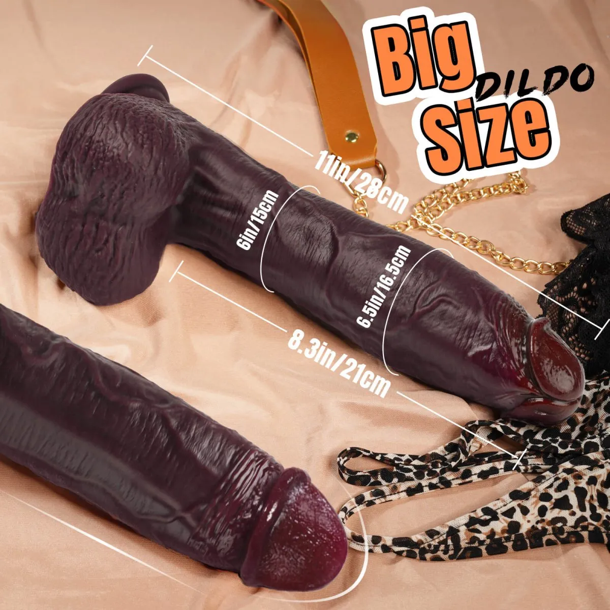 SUN| 11inch Lifelike Thick Silicone Huge Massive Dildo
