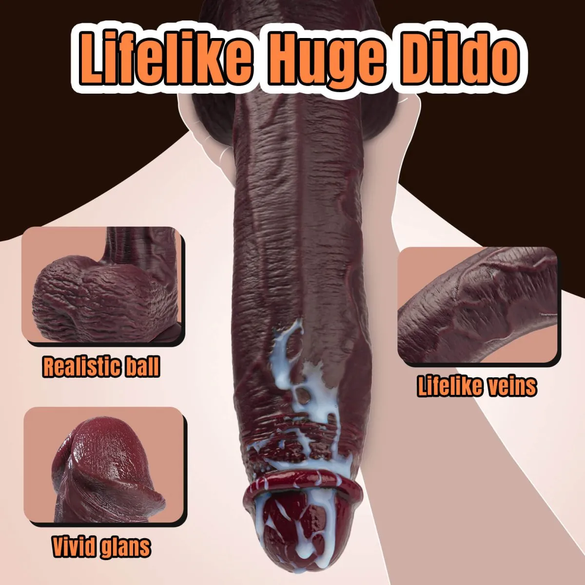 SUN| 11inch Lifelike Thick Silicone Huge Massive Dildo