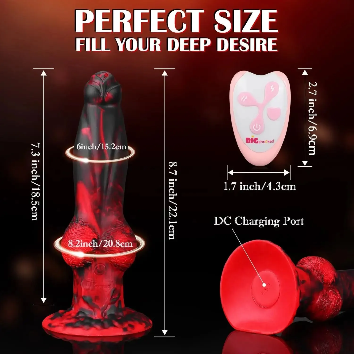 Thrusting Monster Anal Dildo Butt Plug - Remote Control Big Animal Dildo Prostate Massager