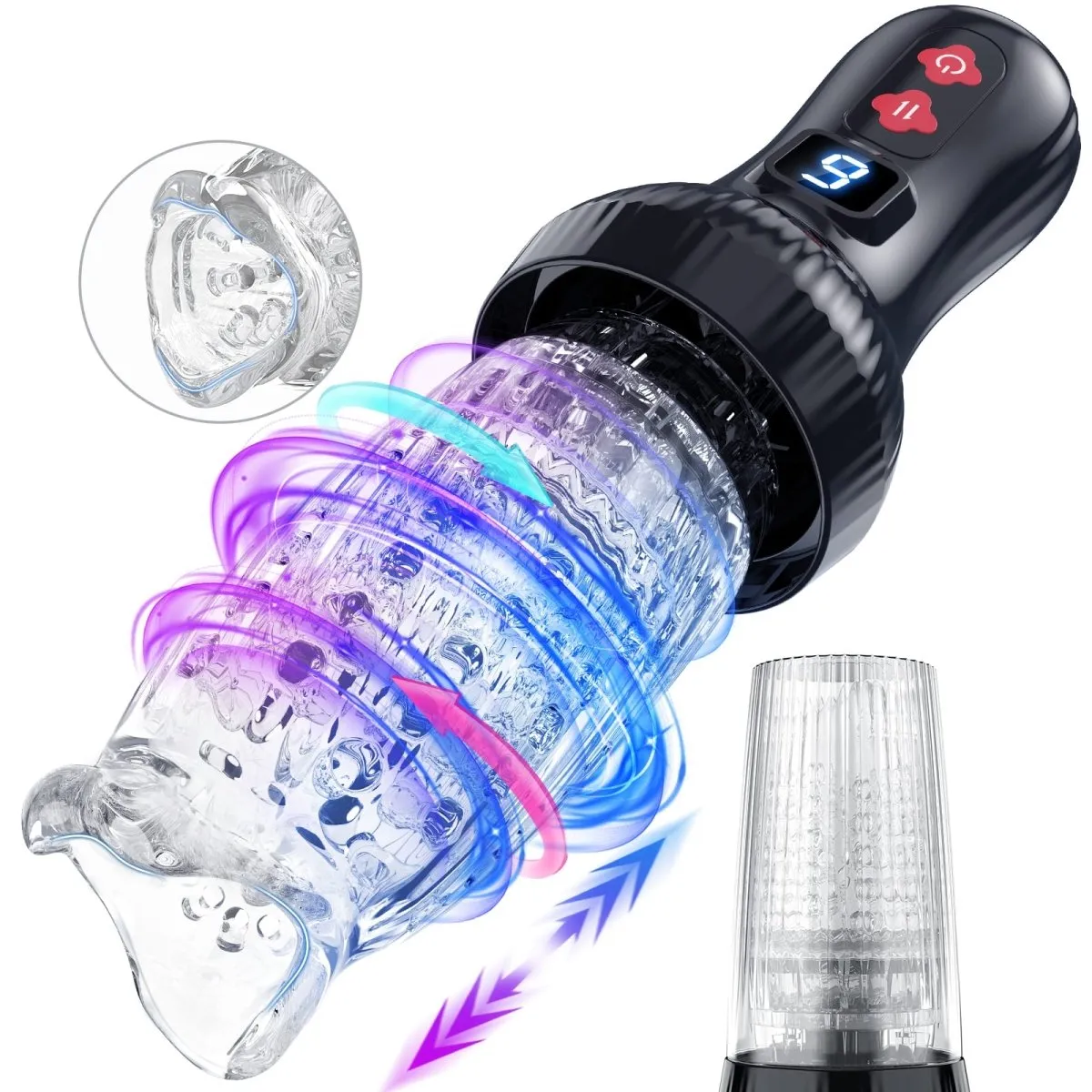 Upgraded 2 in 1 Powerful Automatic Thrusting and Rotating Male Masturbator--Torch