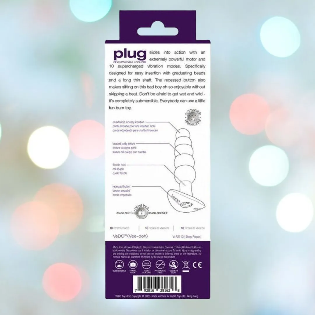 VeDO Plug Vibrating Butt Plug - Purple
