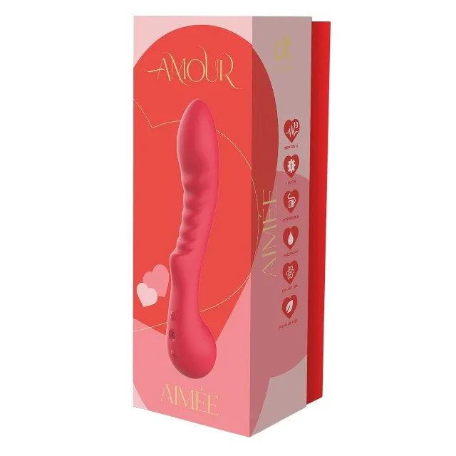 Vibrator DREAMTOYS Amour Aimée Flexible G-Spot. pentru stimularea punctului G. 10 funcții de vibrație. lungime 22 cm. roșu
