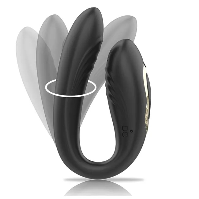 Vibrator dual IBIZA rotating dual vibrator. pentru stimulare clitoris si punctul G. 10 functii de rotatie. 10 functii de vibratii. negru