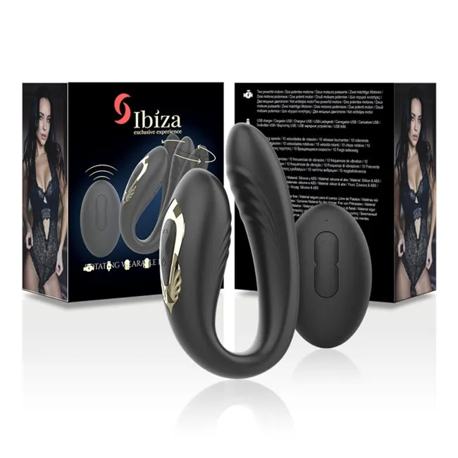 Vibrator dual IBIZA rotating dual vibrator. pentru stimulare clitoris si punctul G. 10 functii de rotatie. 10 functii de vibratii. negru