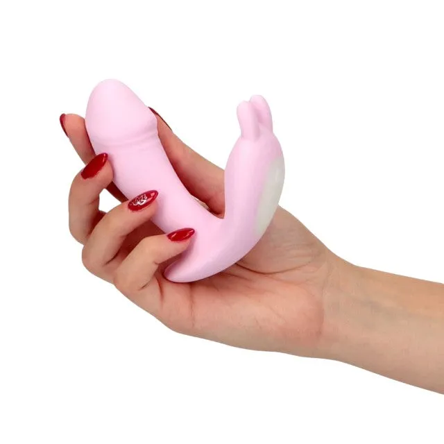 Vibrator dublu pentru chilot LETEN Wearable Butterfly. control prin telecomandă. cu vibrații multiple. culoare roz cu alb