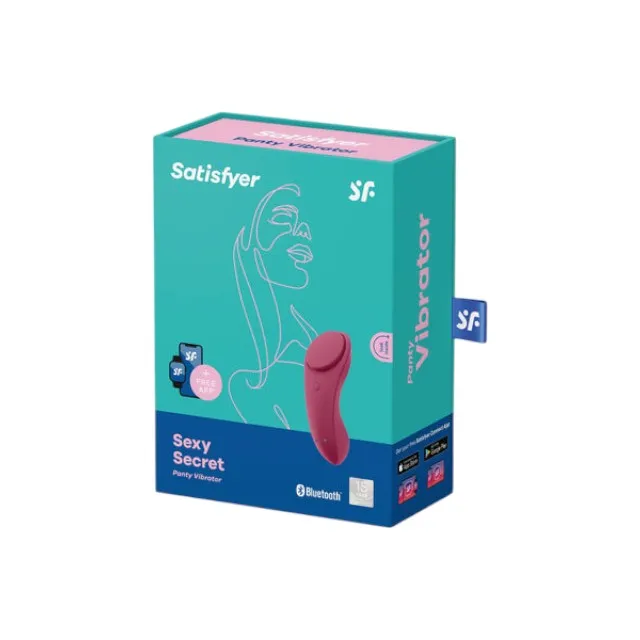 Vibrator pentru chilot SATISFYER Sexy Secret. cu control prin aplicație. cu vibrații personalizate. rezistent la apă IPX7. mov