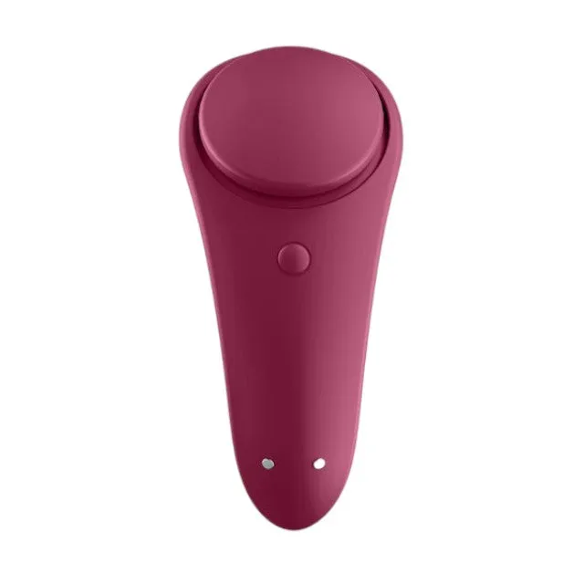 Vibrator pentru chilot SATISFYER Sexy Secret. cu control prin aplicație. cu vibrații personalizate. rezistent la apă IPX7. mov