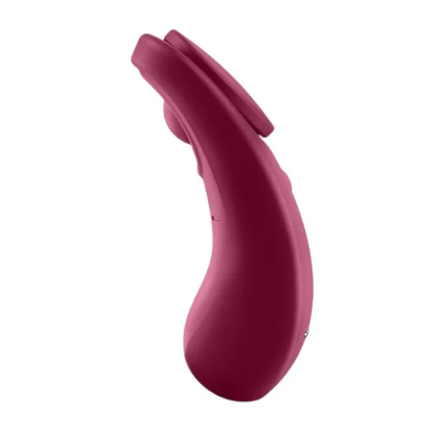 Vibrator pentru chilot SATISFYER Sexy Secret. cu control prin aplicație. cu vibrații personalizate. rezistent la apă IPX7. mov