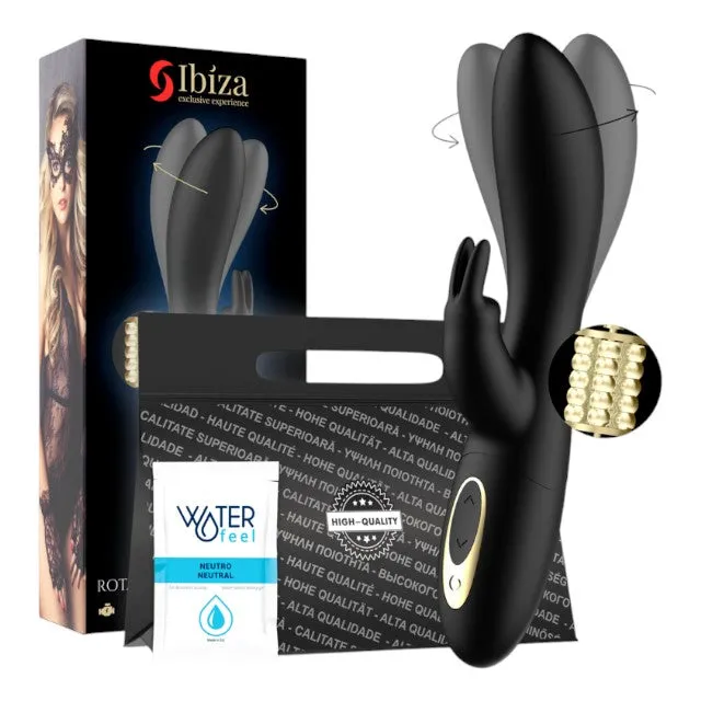 Vibrator rabbit IBIZA Rotating Rabbit Vibrator. pentru stimularea clitorisului și punctului G. 6 viteze. 12 funcții de vibrație. negru