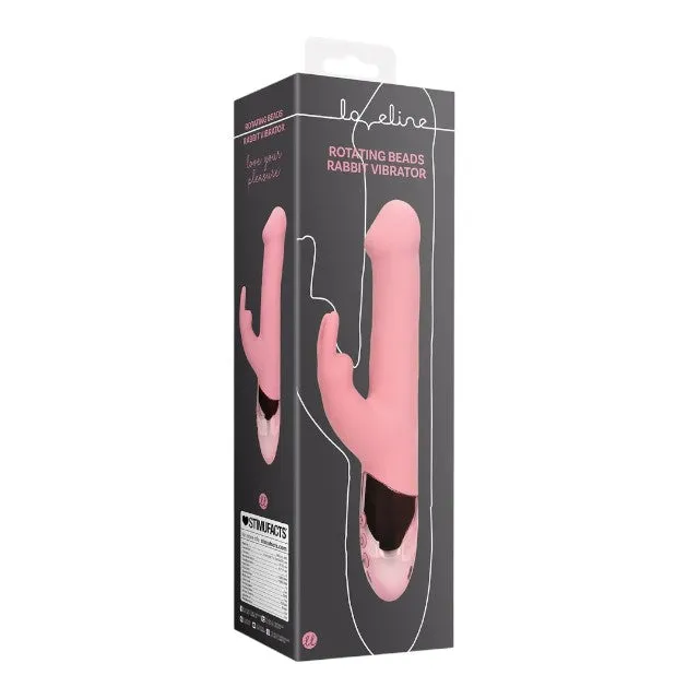 Vibrator rabbit LOVELINE Rotating Beads Rabbit Vibrator. cu perle rotative. 10 funcții de vibrație. lungime 22.5 cm. roz