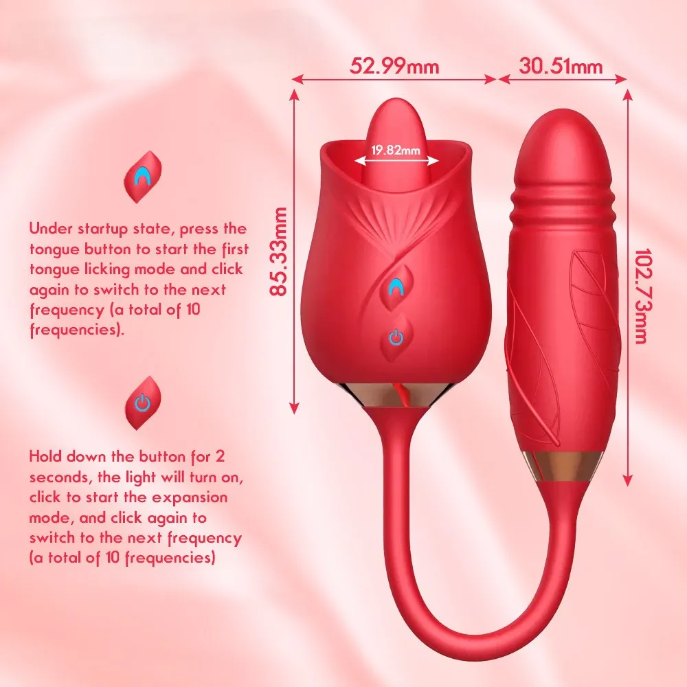 YW Clit Licking & G-Spot Thrusting Rose Vibrator